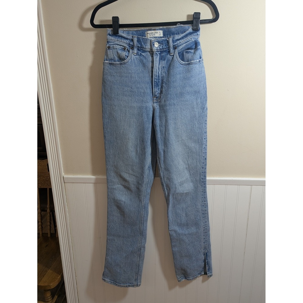 Abercrombie & Fitch The 90s Straight Jeans Womens 25/0R Light Blue Slit